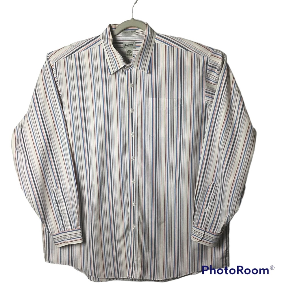 L.L. Bean multicolored striped wrinkle and stain resistant button up shirt. 2XLT